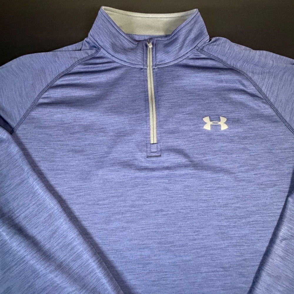 Under Armour Mens XL Blue Heathered Quarter Zip Pullover Athletic Shirt K3